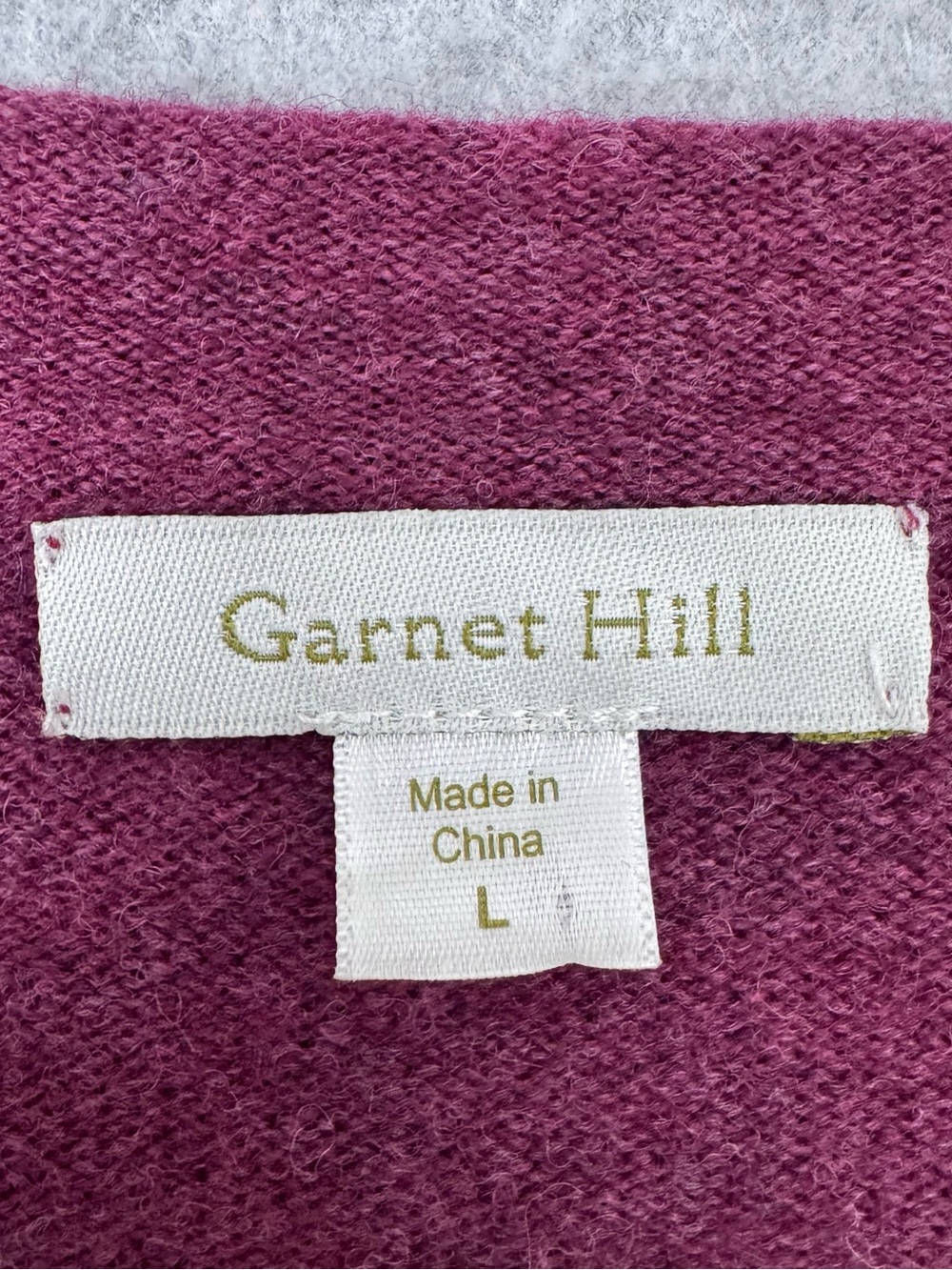 Garnet Hill Cardigan Sweater Large Burgundy Purple Red Wool V-neck Ruffle Front - Picture 2 of 15